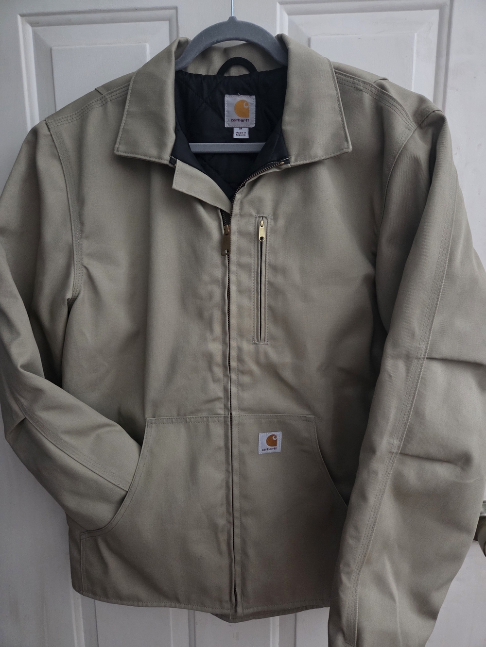Carhartt Khaki Tan Lightweight Canvas Jacket with Zip Front